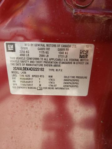 Photo 10 from auction – 2012 CHEVROLET EQUINOX LT with VIN 2GNALDEK4C6225182