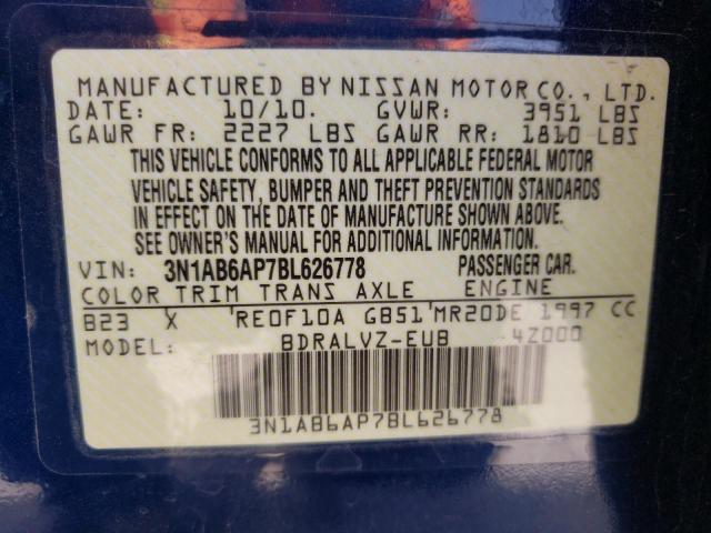 Photo 10 from auction – 2011 NISSAN SENTRA 2.0 with VIN 3N1AB6AP7BL626778