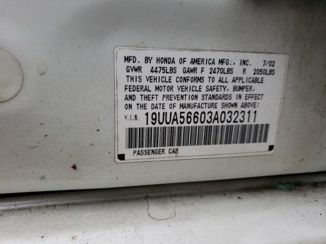 Photo 10 from auction – 2003 ACURA 3.2TL with VIN 19UUA56603A032311