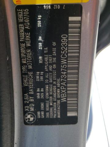Photo 10 from auction – 2005 BMW X3 2.5I with VIN WBXPA73475WC52390