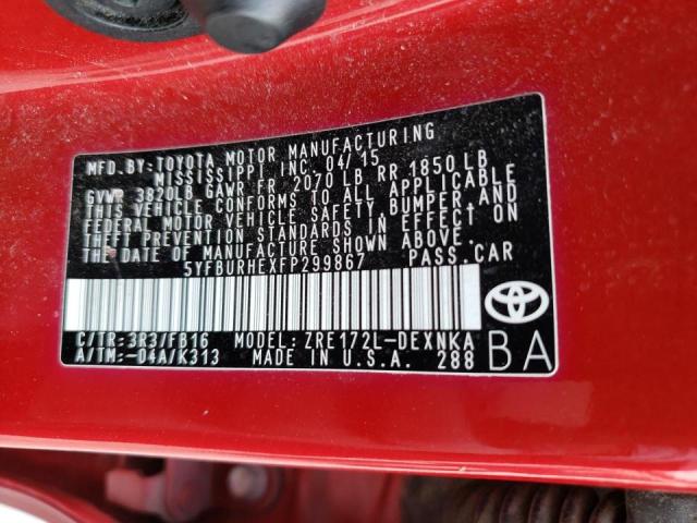 Photo 10 from auction – 2015 TOYOTA COROLLA L with VIN 5YFBURHEXFP299867