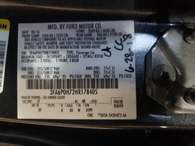 Photo 10 from auction – 2017 FORD FUSION SE with VIN 3FA6P0H72HR178405