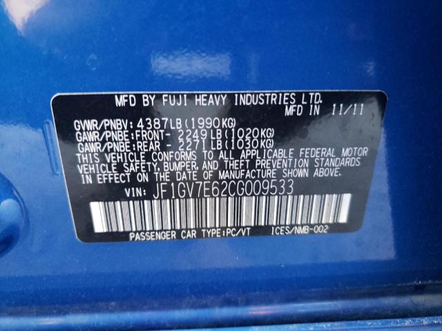 Photo 10 from auction – 2012 SUBARU IMPREZA WR with VIN JF1GV7E62CG009533