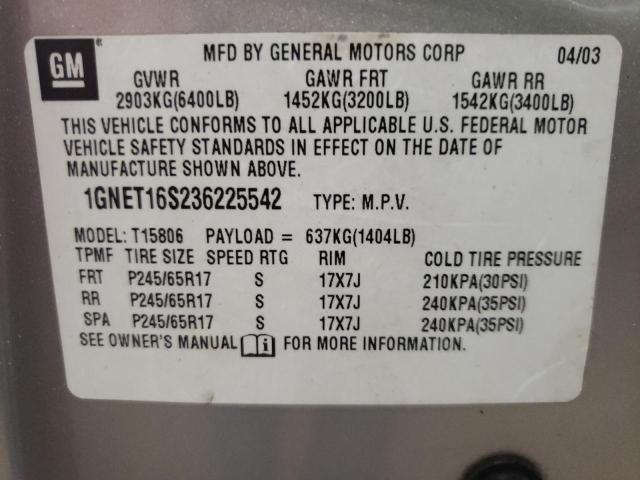 Photo 10 from auction – 2003 CHEVROLET TRAILBLAZE with VIN 1GNET16S236225542