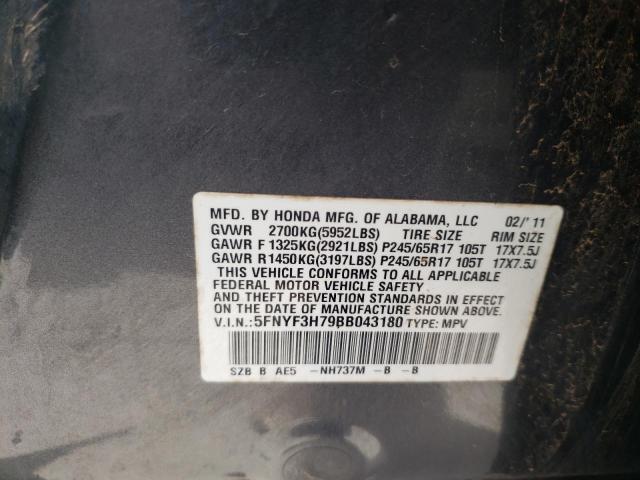Photo 10 from auction – 2011 HONDA PILOT EXLN with VIN 5FNYF3H79BB043180