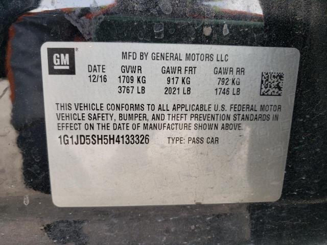 Photo 10 from auction – 2017 CHEVROLET SONIC LT with VIN 1G1JD5SH5H4133326