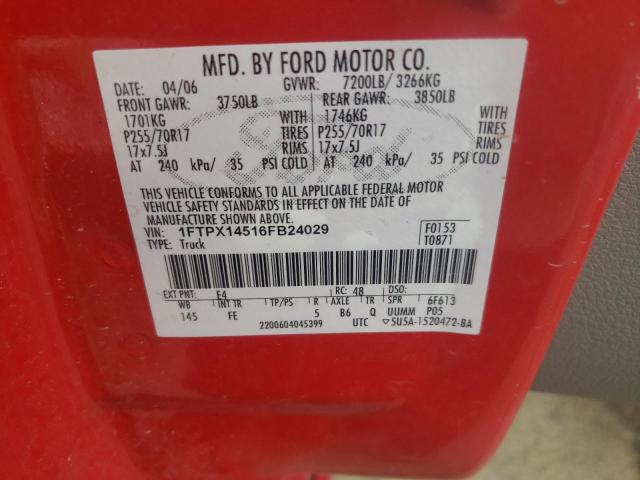 Photo 10 from auction – 2006 FORD F150 with VIN 1FTPX14516FB24029