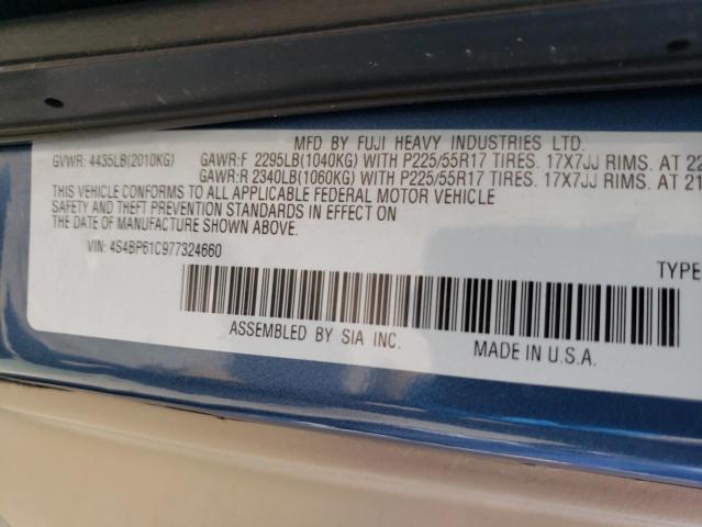 Photo 10 from auction – 2007 SUBARU LEGACY OUT with VIN 4S4BP61C977324660
