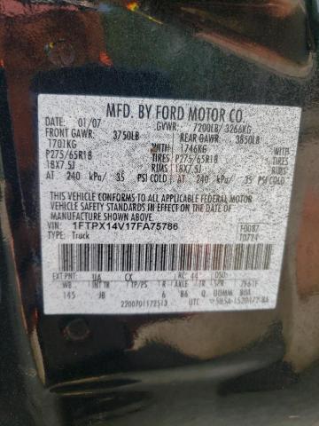 Photo 10 from auction – 2007 FORD F150 with VIN 1FTPX14V17FA75786