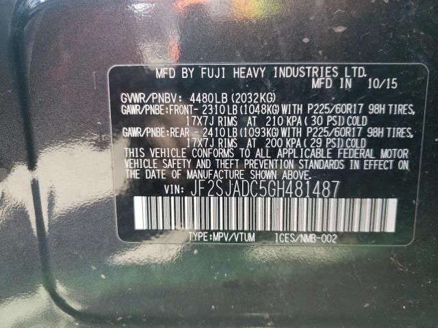 Photo 10 from auction – 2016 SUBARU FORESTER 2 with VIN JF2SJADC5GH481487