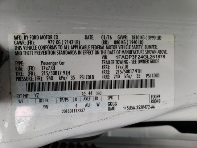 Photo 10 from auction – 2016 FORD FOCUS SE with VIN 1FADP3F24GL261878