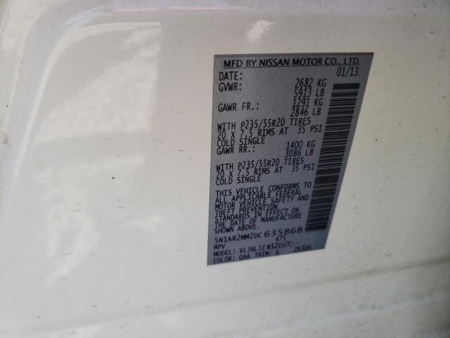 Photo 10 from auction – 2013 NISSAN PATHFINDER with VIN 5N1AR2MM2DC635868
