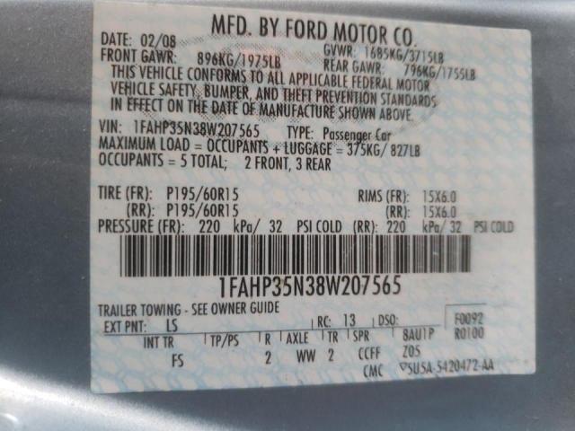 Photo 10 from auction – 2008 FORD FOCUS SE with VIN 1FAHP35N38W207565