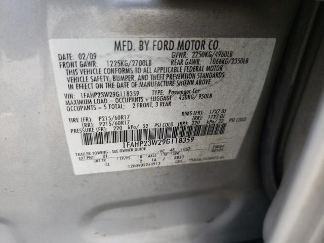 Photo 10 from auction – 2009 FORD TAURUS SE with VIN 1FAHP23W29G118359