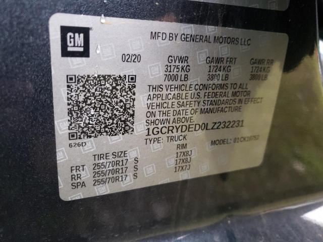 Photo 10 from auction – 2020 CHEVROLET SILVERADO with VIN 1GCRYDED0LZ232231