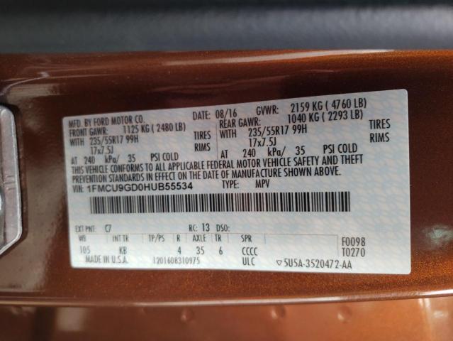 Photo 10 from auction – 2017 FORD ESCAPE SE with VIN 1FMCU9GD0HUB55534