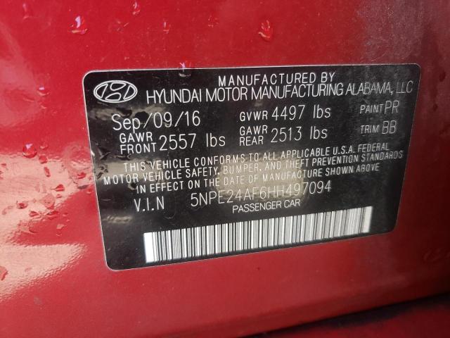 Photo 10 from auction – 2017 HYUNDAI SONATA SE with VIN 5NPE24AF6HH497094