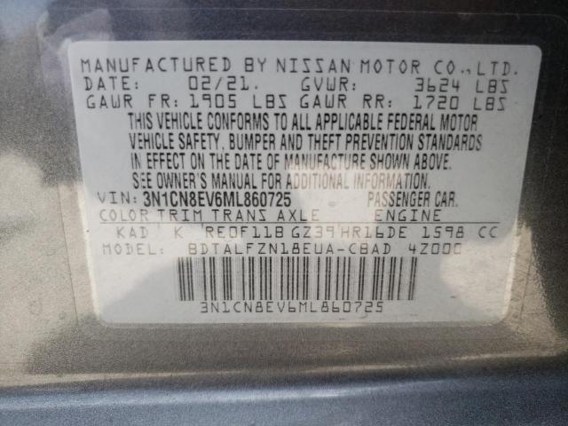 Photo 10 from auction – 2021 NISSAN VERSA SV with VIN 3N1CN8EV6ML860725