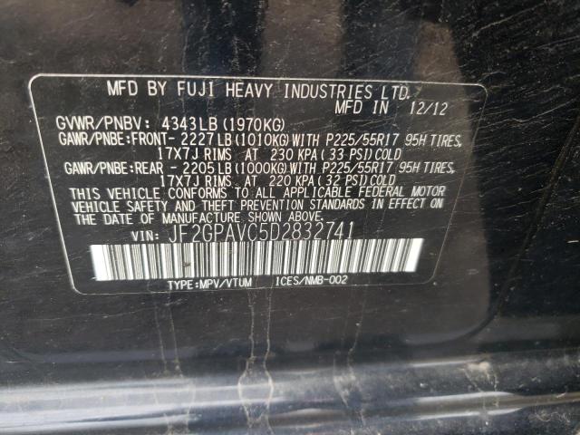 Photo 10 from auction – 2013 SUBARU XV CROSSTR with VIN JF2GPAVC5D2832741