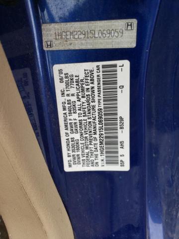 Photo 10 from auction – 2005 HONDA CIVIC EX with VIN 1HGEM22915L069059