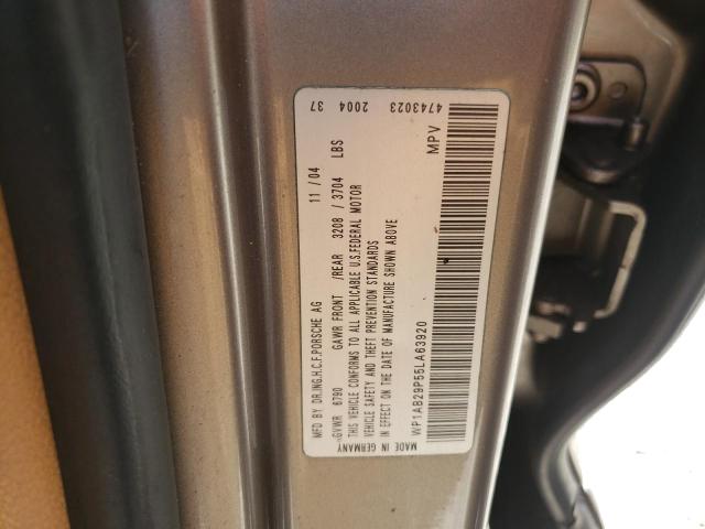Photo 10 from auction – 2005 PORSCHE CAYENNE S with VIN WP1AB29P55LA63920