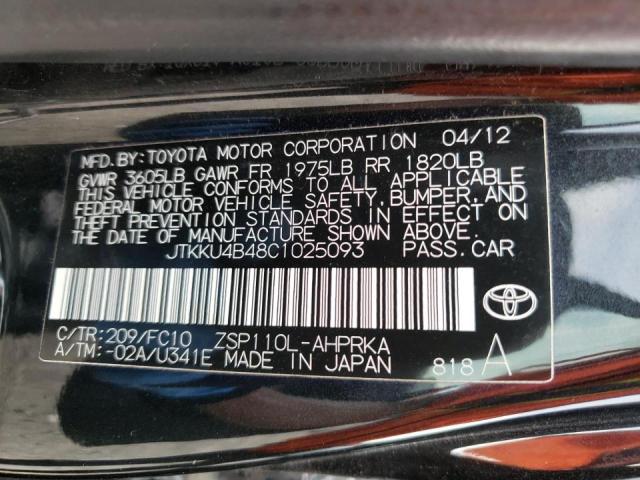 Photo 10 from auction – 2012 TOYOTA SCION XD with VIN JTKKU4B48C1025093
