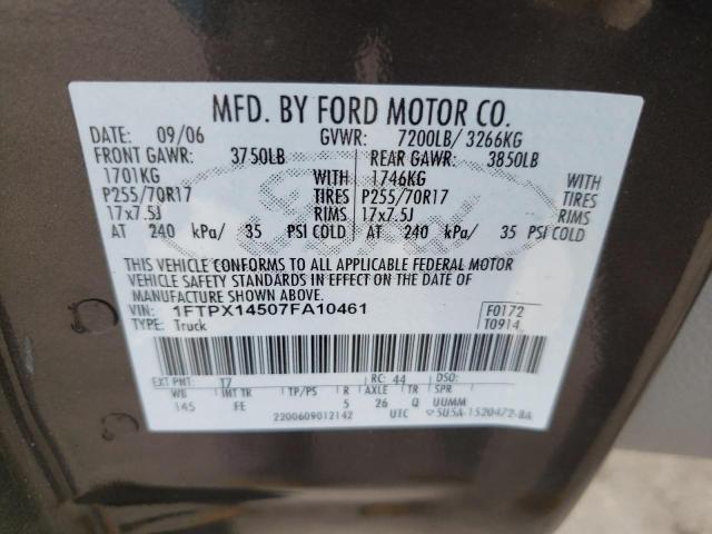 Photo 10 from auction – 2007 FORD F-150 with VIN 1FTPX14507FA10461