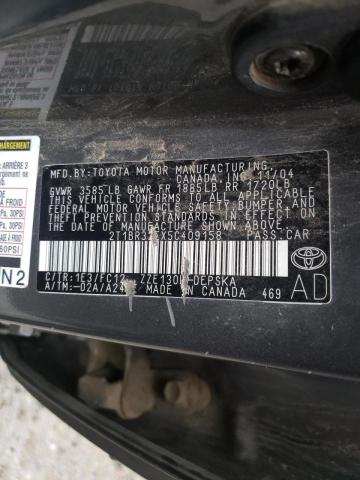 Photo 10 from auction – 2005 TOYOTA COROLLA CE with VIN 2T1BR32EX5C409158