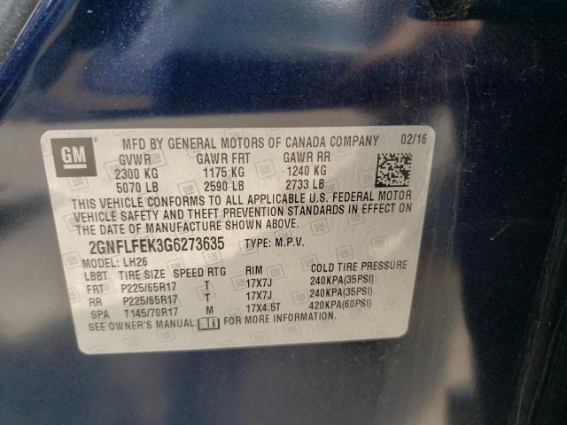 Photo 10 from auction – 2016 CHEVROLET EQUINOX LT with VIN 2GNFLFEK3G6273635