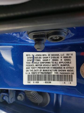 Photo 10 from auction – 2016 HONDA CIVIC EXL with VIN 19XFC1F79GE026027