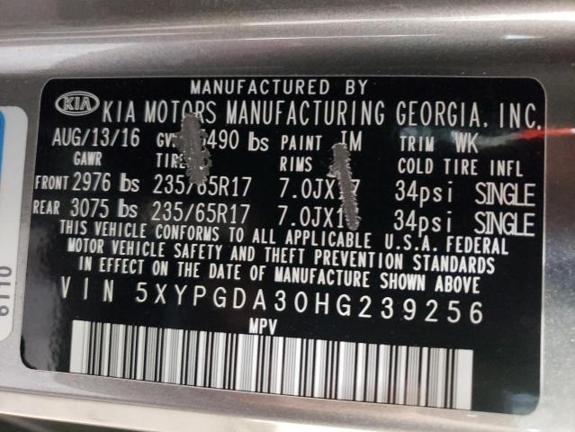 Photo 10 from auction – 2017 KIA SORENTO LX with VIN 5XYPGDA30HG239256
