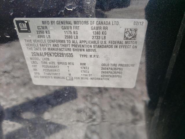 Photo 10 from auction – 2012 CHEVROLET EQUINOX LT with VIN 2GNALPEK7C6281635