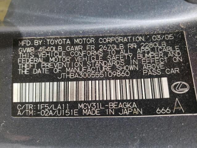 Photo 10 from auction – 2005 LEXUS ES 330 with VIN JTHBA30G555109860
