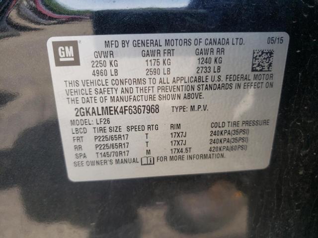 Photo 10 from auction – 2015 GMC TERRAIN SL with VIN 2GKALMEK4F6367968