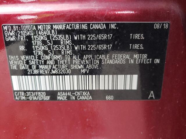 Photo 10 from auction – 2018 TOYOTA RAV4 LE with VIN 2T3BFREV7JW832030