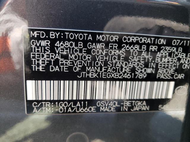 Photo 10 from auction – 2011 LEXUS ES 350 with VIN JTHBK1EGXB2461789