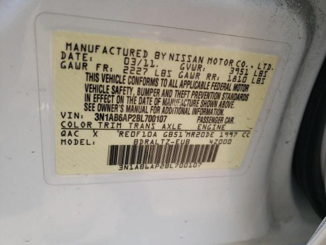 Photo 10 from auction – 2011 NISSAN SENTRA 2.0 with VIN 3N1AB6AP2BL700107