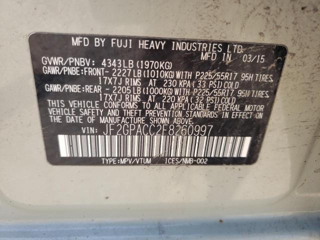 Photo 10 from auction – 2015 SUBARU XV CROSSTR with VIN JF2GPACC2F8260997
