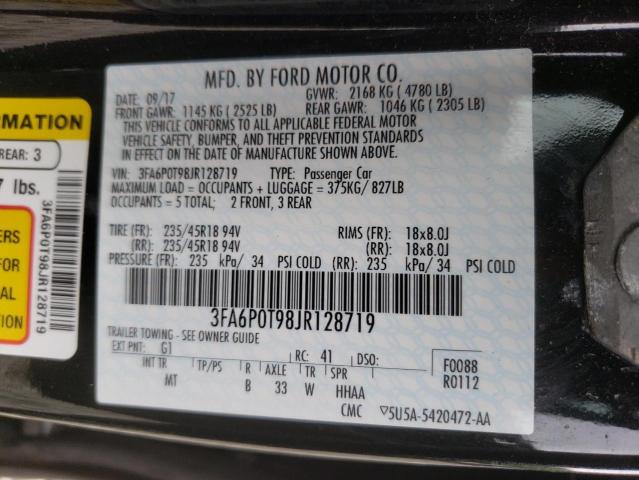 Photo 10 from auction – 2018 FORD FUSION SE with VIN 3FA6P0T98JR128719