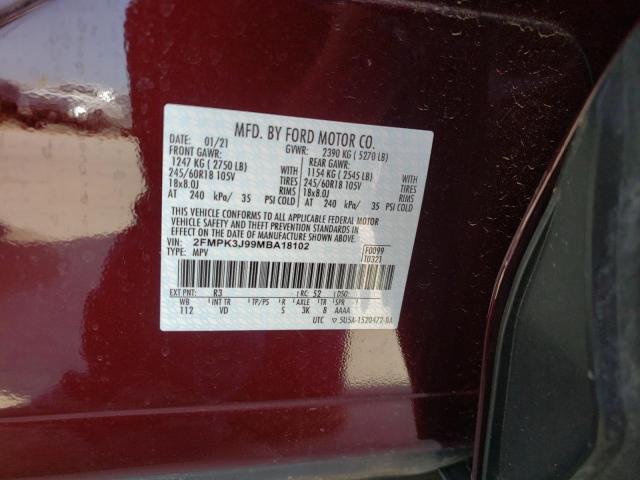 Photo 10 from auction – 2021 FORD EDGE SEL with VIN 2FMPK3J99MBA18102