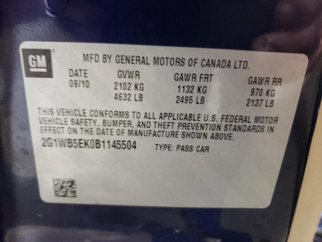Photo 10 from auction – 2011 CHEVROLET IMPALA LT with VIN 2G1WB5EK0B1145504