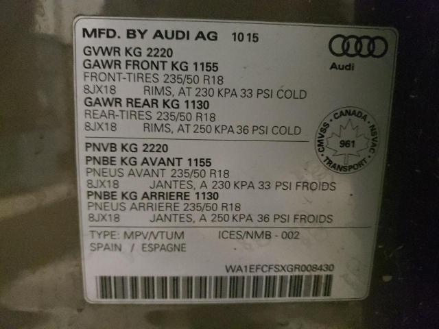 Photo 10 from auction – 2016 AUDI Q3 PREMIUM with VIN WA1EFCFSXGR008430