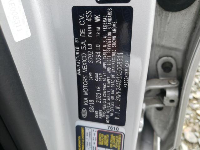 Photo 10 from auction – 2019 KIA FORTE FE with VIN 3KPF24AD1KE008311