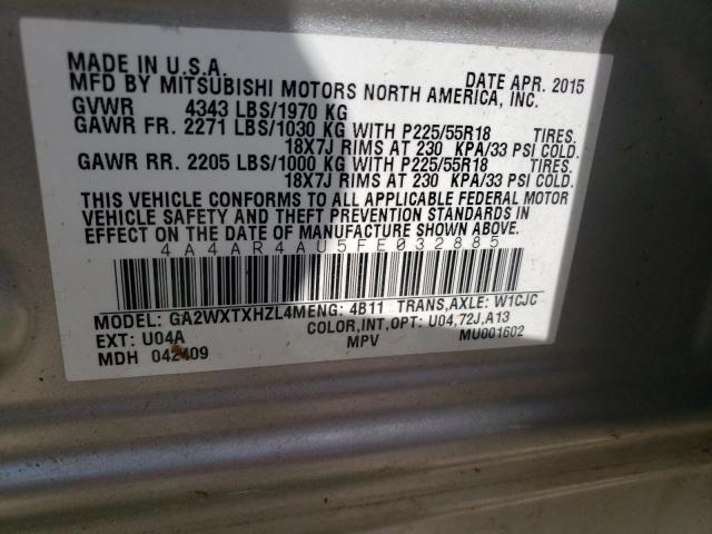 Фото 10 с аукциона – 2015 MITSUBISHI OUTLANDER с VIN 4A4AR4AU5FE032885