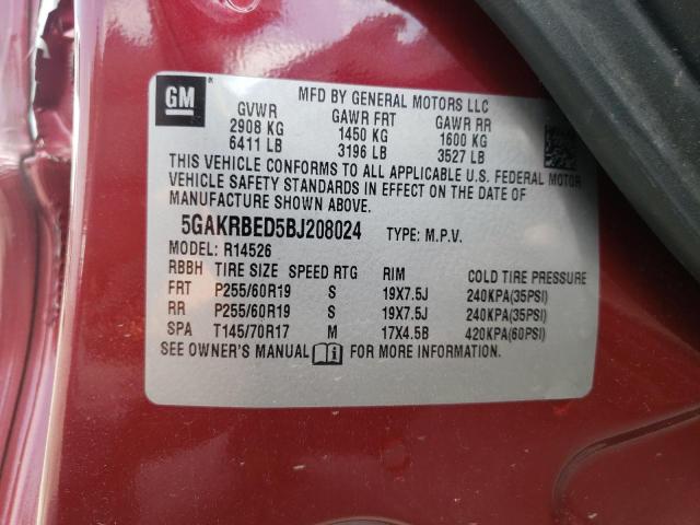 Photo 10 from auction – 2011 BUICK ENCLAVE CX with VIN 5GAKRBED5BJ208024
