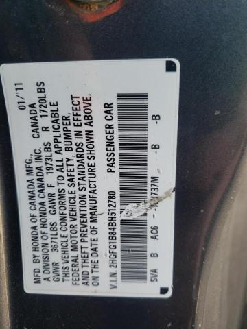 Photo 10 from auction – 2011 HONDA CIVIC EX with VIN 2HGFG1B84BH512780
