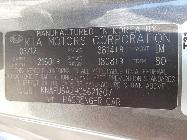 Photo 10 from auction – 2012 KIA FORTE EX with VIN KNAFU6A29C5621307