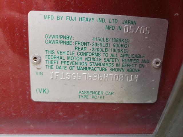Photo 10 from auction – 2006 SUBARU FORESTER 2 with VIN JF1SG67636H708714