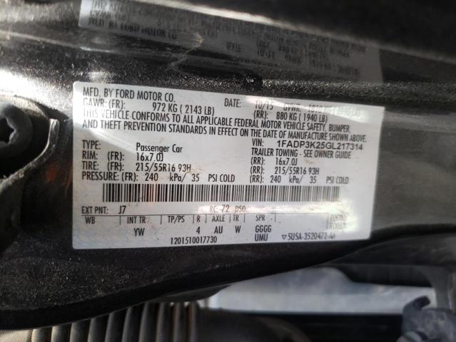 Photo 10 from auction – 2016 FORD FOCUS SE with VIN 1FADP3K25GL217314