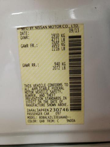 Photo 10 from auction – 2014 NISSAN ALTIMA 2.5 with VIN 1N4AL3AP4EN230746